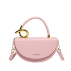 Women's Half Moon Top Handle Bag with Gold-Tone Detail - Pink