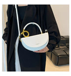 Women's Half Moon Top Handle Bag with Gold-Tone Detail
