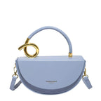 Women's Half Moon Top Handle Bag with Gold-Tone Detail - Blue