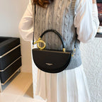 Women's Half Moon Top Handle Bag with Gold-Tone Detail