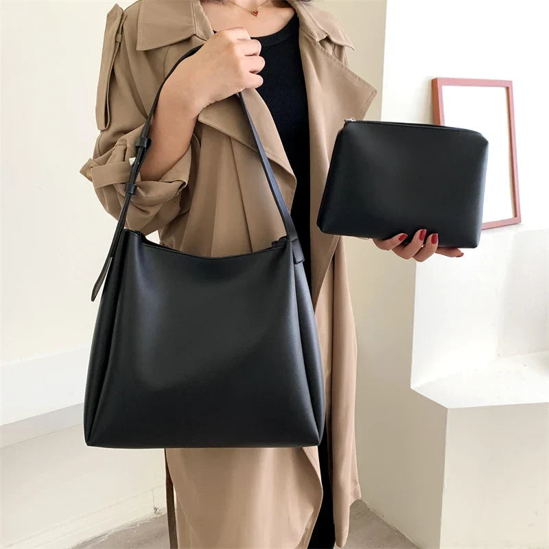 Women's Large Vegan Leather Hobo Bag with Pouch – Maud - Beverfield