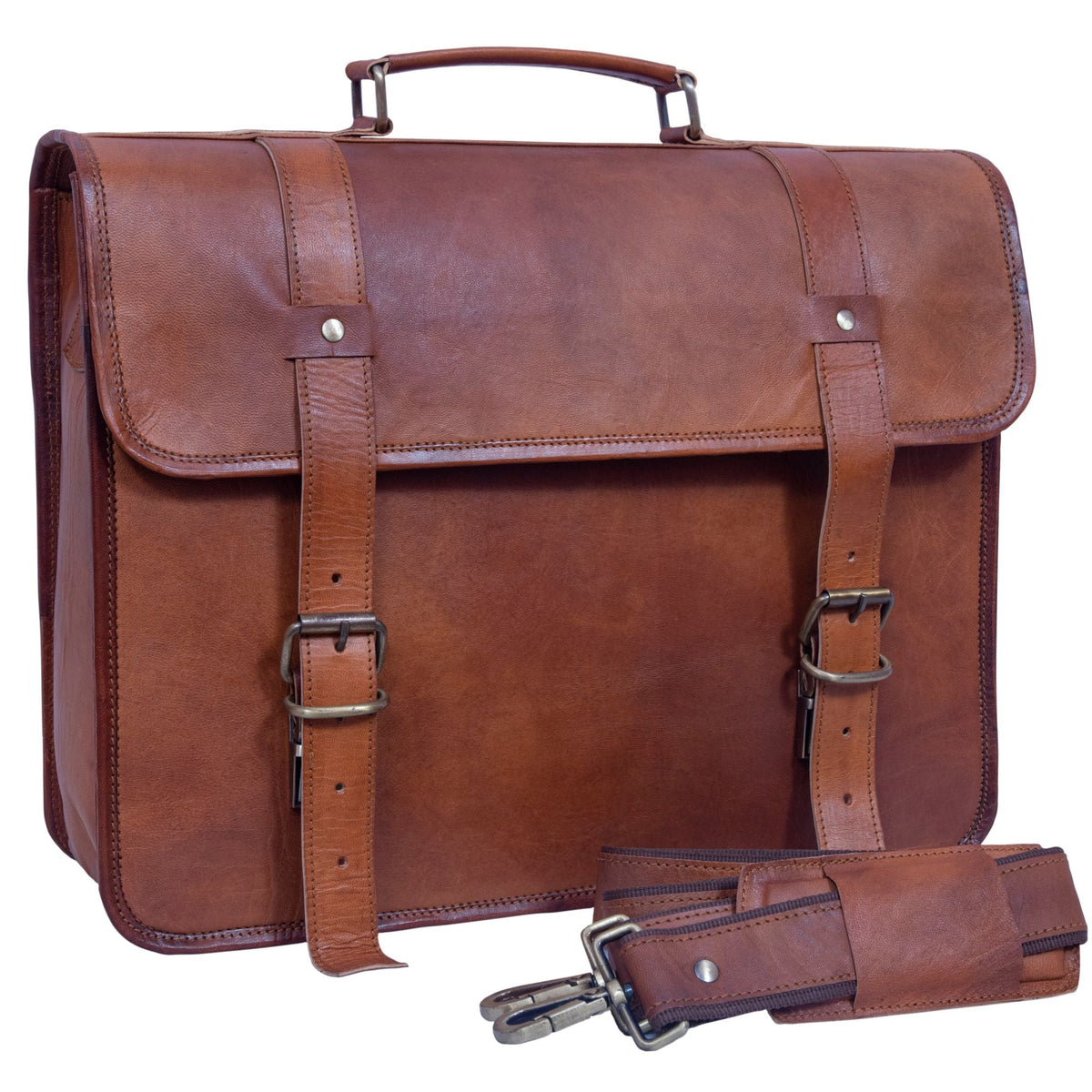 Clean-Flap Full-Grain Leather Laptop Briefcase – 15 to 18 Inch - Beverfield