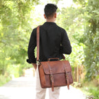 Clean-Flap Full-Grain Leather Laptop Briefcase – 15 to 18 Inch - Beverfield