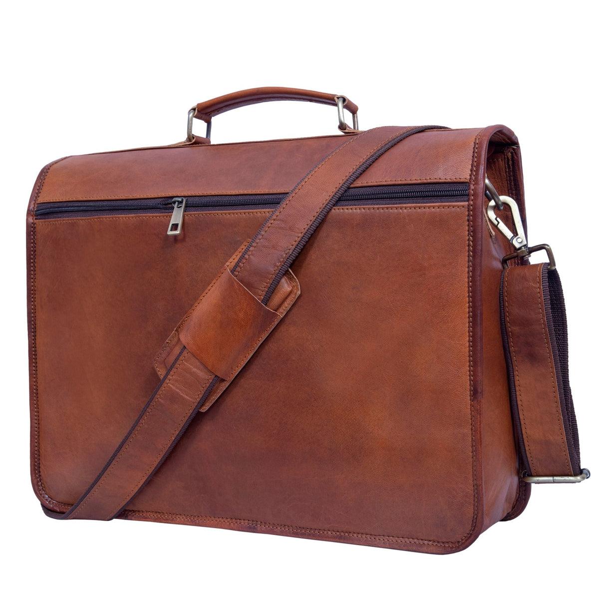 Clean-Flap Full-Grain Leather Laptop Briefcase – 15 to 18 Inch - Beverfield
