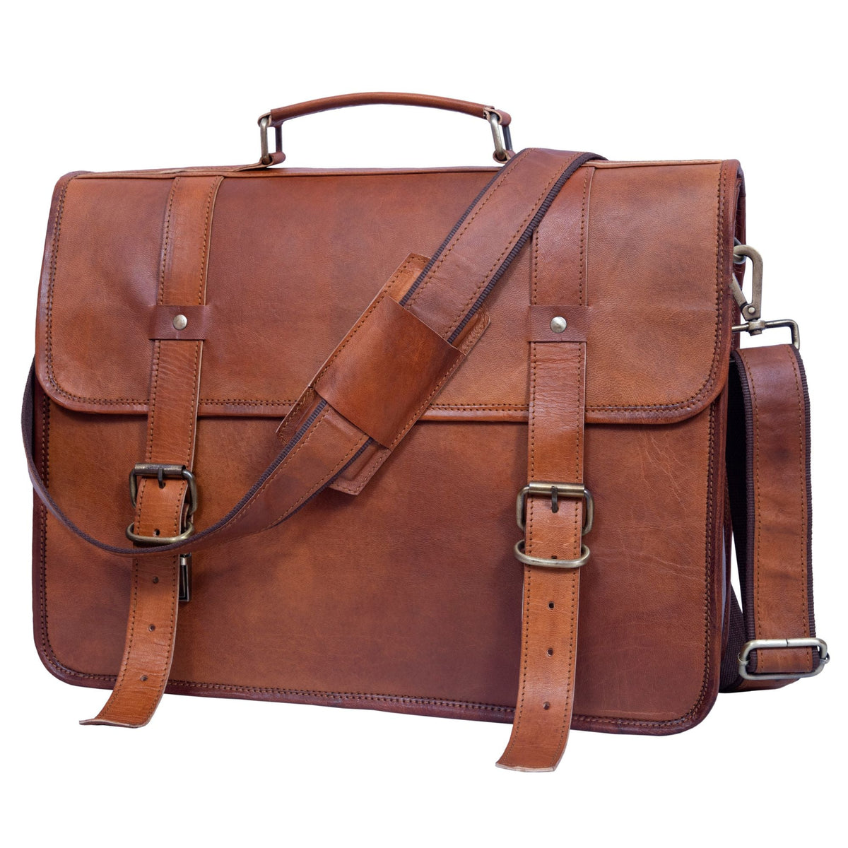 Clean-Flap Full-Grain Leather Laptop Briefcase – 15 to 18 Inch - Beverfield