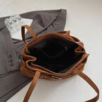 Women's Vegan Suede Buckle Shoulder Bag – Sela - Beverfield