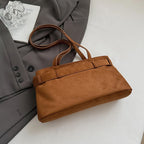 Women's Vegan Suede Buckle Shoulder Bag – Sela - Beverfield