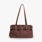 Women's Vegan Suede Buckle Shoulder Bag – Sela - Beverfield