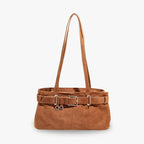 Women's Vegan Suede Buckle Shoulder Bag – Sela - Beverfield