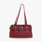 Women's Vegan Suede Buckle Shoulder Bag – Sela - Beverfield