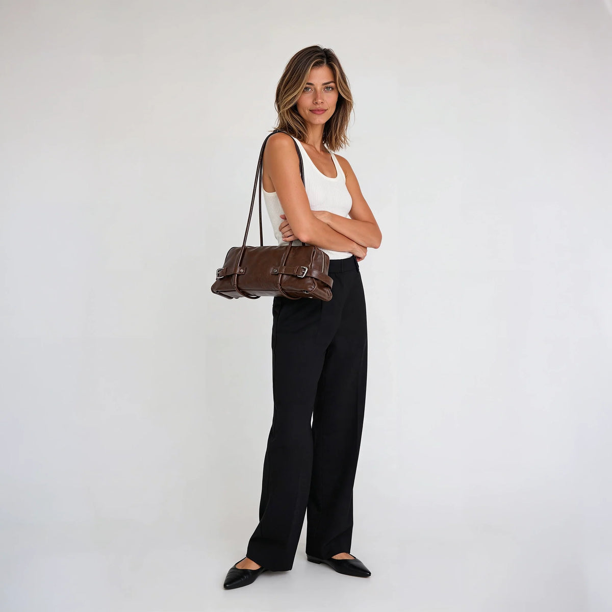 Women's Vegan Leather Belted Shoulder Bag – Tessa - Beverfield