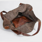 Women's Oversized Vintage PU Leather Tote Bag - Beverfield