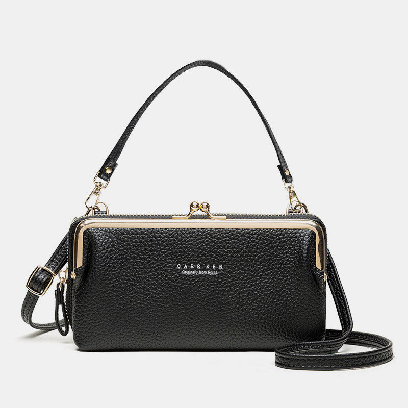 Women's Small Phone Crossbody Bag with Multiple Pockets - Black