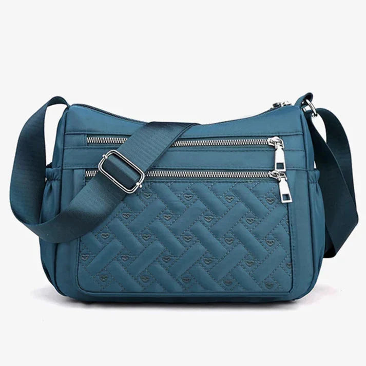 Women's Water-Resistant Multi-Pocket Crossbody Bag - Blue
