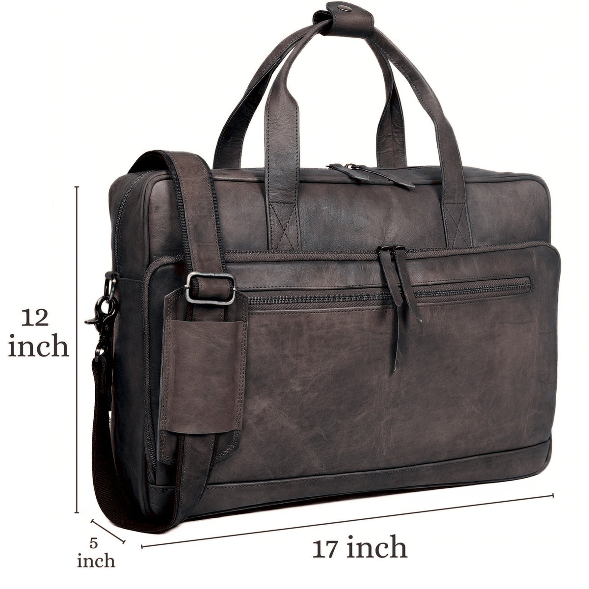 Full-Grain Leather Laptop Briefcase with Trolley Sleeve – 15 to 18 Inch - Beverfield