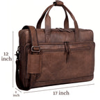 Full-Grain Leather Laptop Briefcase with Trolley Sleeve – 15 to 18 Inch - Beverfield