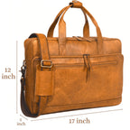 Full-Grain Leather Laptop Briefcase with Trolley Sleeve – 15 to 18 Inch - Beverfield