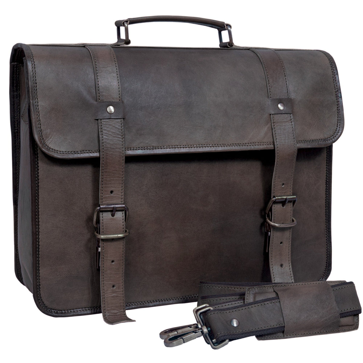 Clean-Flap Full-Grain Leather Laptop Briefcase – 15 to 18 Inch - Beverfield