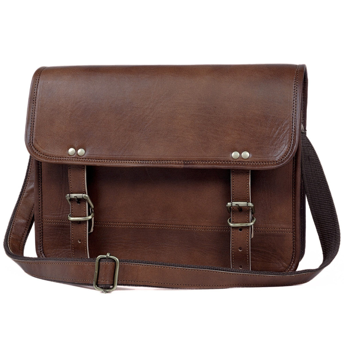 Full-Grain Leather Laptop Satchel with Single Buckle – 14 to 17 Inch - Beverfield