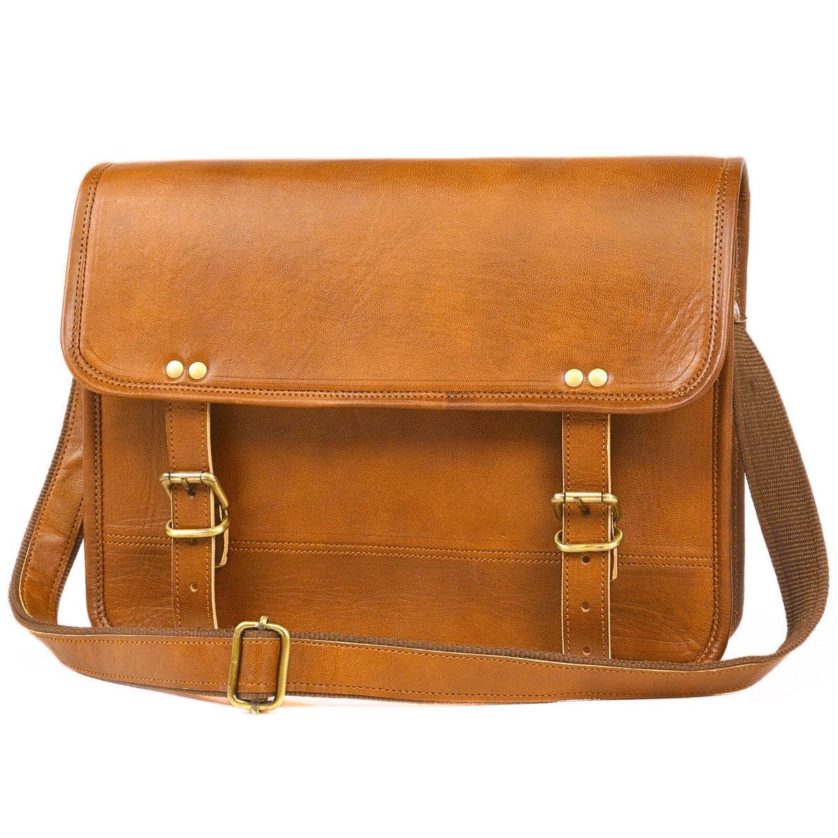 Full-Grain Leather Laptop Satchel with Single Buckle – 14 to 17 Inch - Beverfield