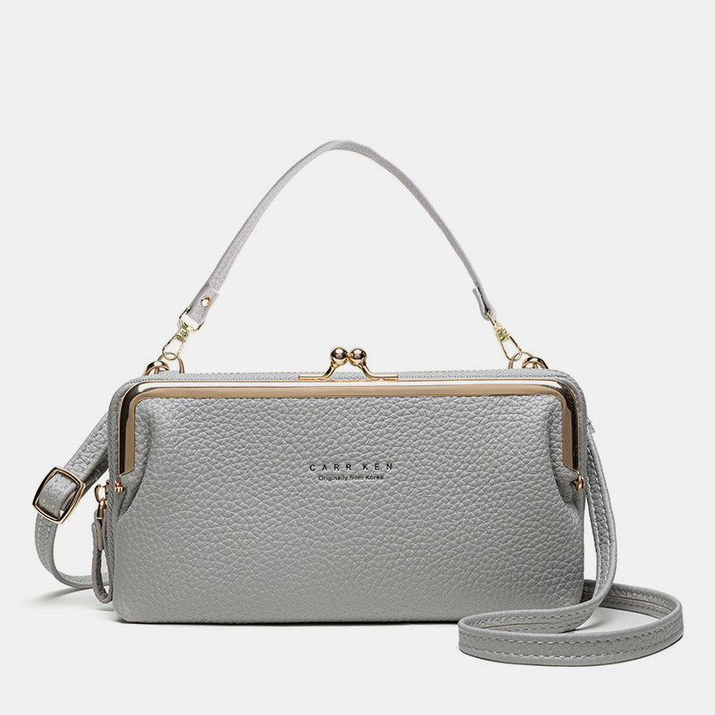 Women's Small Phone Crossbody Bag with Multiple Pockets - Gray