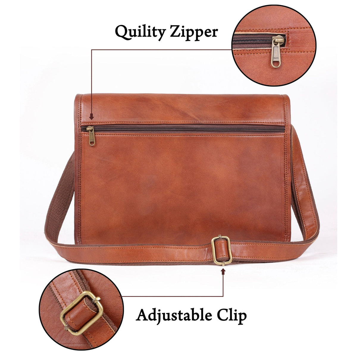 Full-Grain Leather Laptop Satchel with Single Buckle – 14 to 17 Inch - Beverfield
