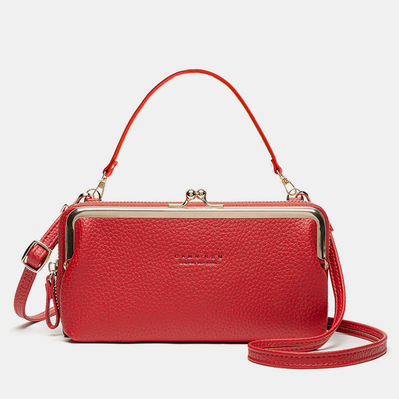 Women's Small Phone Crossbody Bag with Multiple Pockets - Red