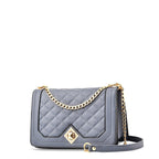 Women's Quilted Crossbody Bag with Detachable Strap - Gray