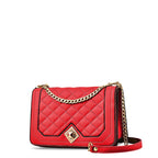Women's Quilted Crossbody Bag with Detachable Strap - Red