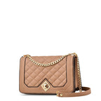 Women's Quilted Crossbody Bag with Detachable Strap - Brown
