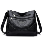 Women's Faux Leather Crossbody Bag with Multiple Zipper Pockets