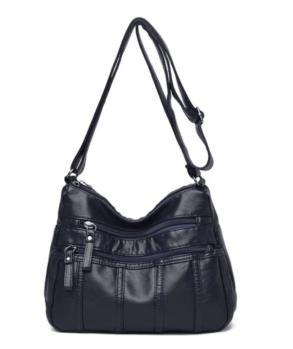 Women's Faux Leather Multi-Pocket Crossbody Bag - Blue