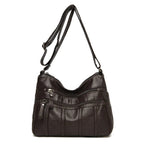 Women's Faux Leather Multi-Pocket Crossbody Bag - Coffee Brown