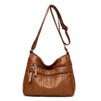 Women's Faux Leather Multi-Pocket Crossbody Bag - Brown