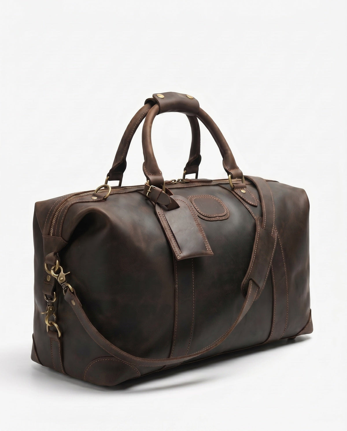 Chocolate Brown Full-Grain Leather Duffle Bag – 30L - Beverfield