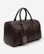Espresso Pebbled Leather Weekender Duffle Bag – 26L - Beverfield