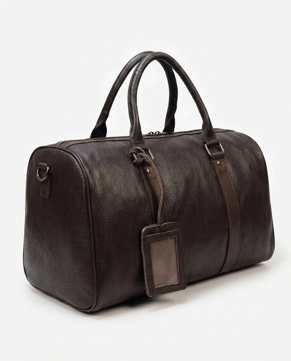 Espresso Pebbled Leather Weekender Duffle Bag – 26L - Beverfield