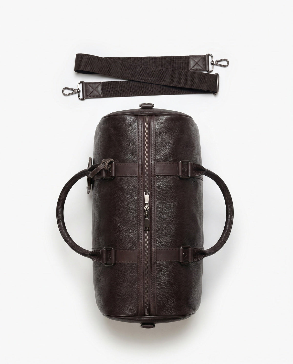 Espresso Pebbled Leather Weekender Duffle Bag – 26L - Beverfield