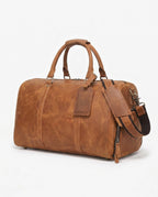 Cognac Full-Grain Leather Weekender Duffle Bag – 27L - Beverfield