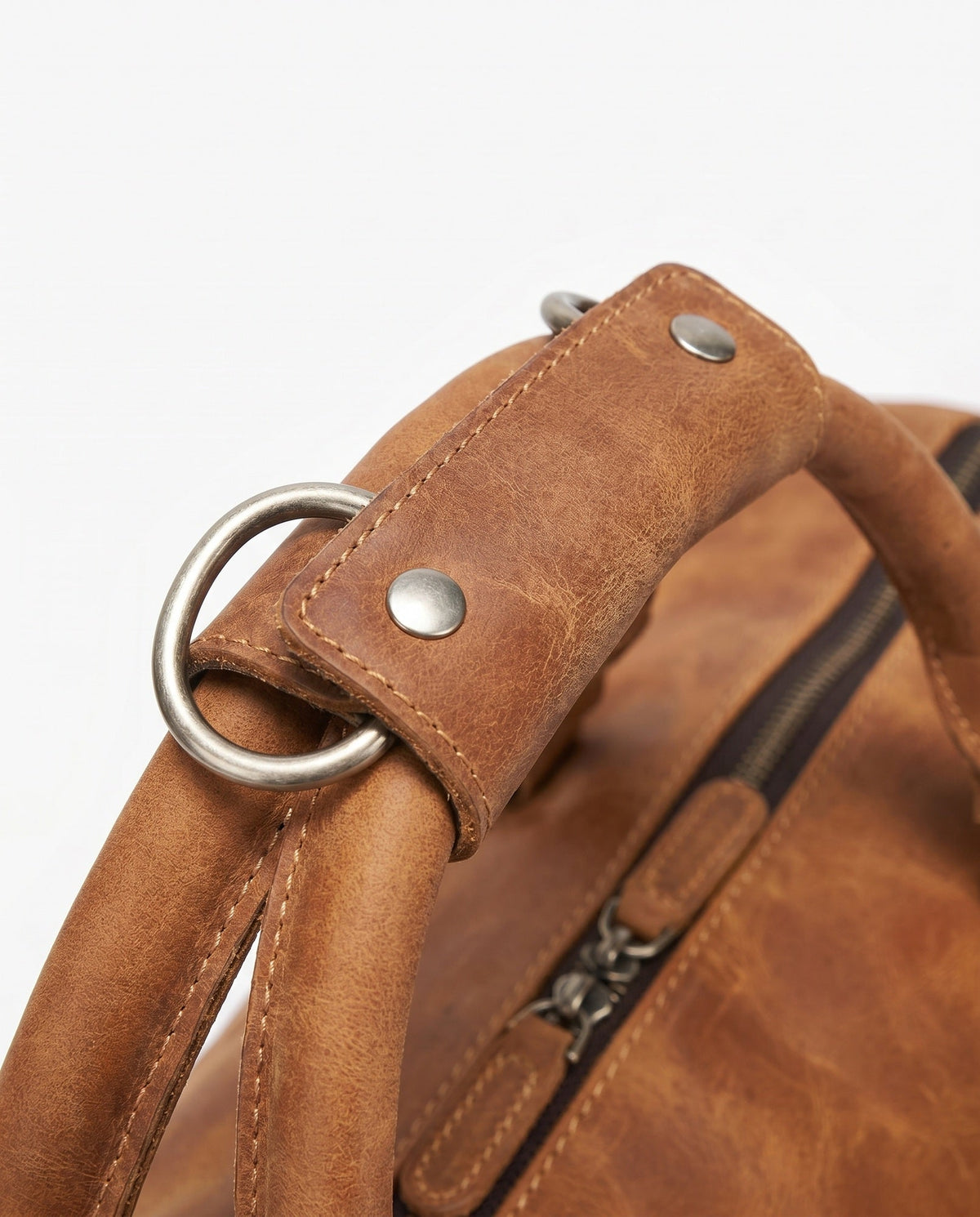 Cognac Full-Grain Leather Weekender Duffle Bag – 27L - Beverfield