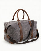 Gray Waxed Canvas Duffle Bag with Shoe Compartment – 30L - Beverfield