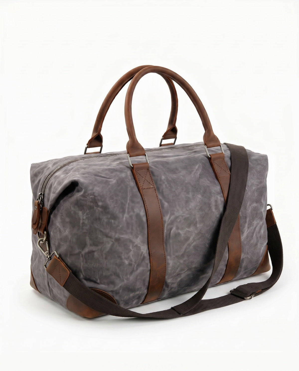 Gray Waxed Canvas Duffle Bag with Shoe Compartment – 30L - Beverfield