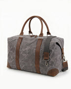 Gray Waxed Canvas Duffle Bag with Shoe Compartment – 30L - Beverfield