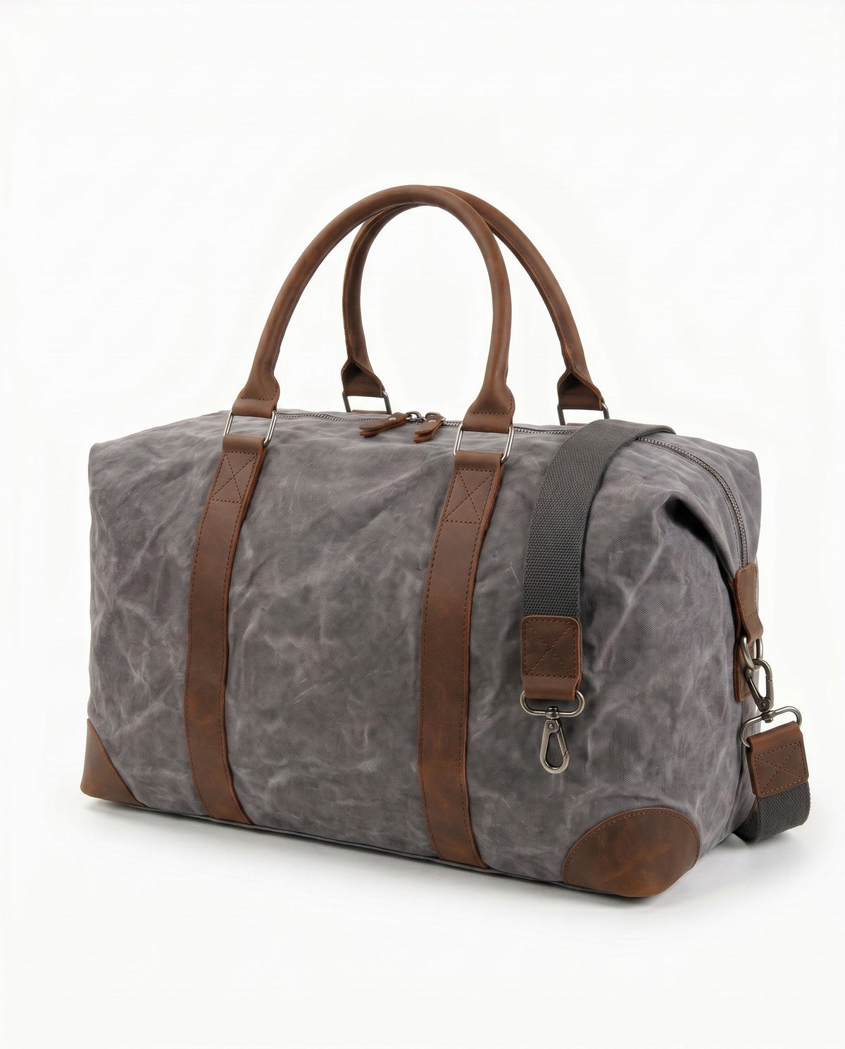 Gray Waxed Canvas Duffle Bag with Shoe Compartment – 30L - Beverfield
