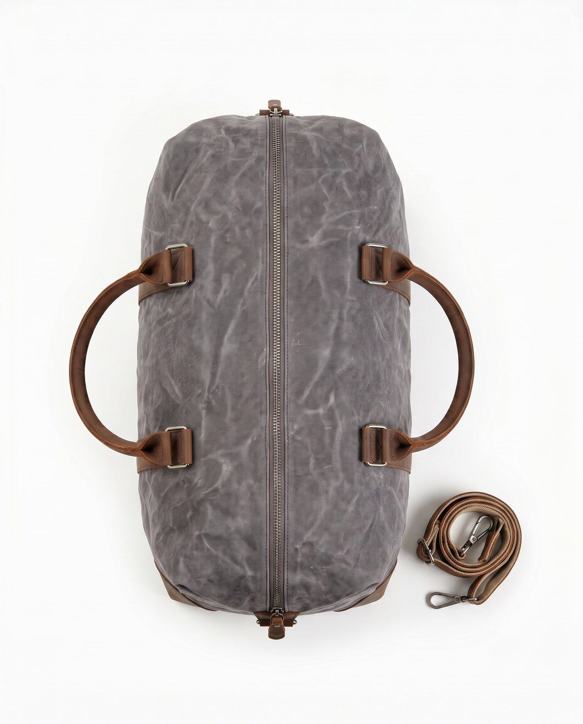 Gray Waxed Canvas Duffle Bag with Shoe Compartment – 30L - Beverfield