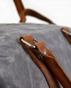 Gray Waxed Canvas Duffle Bag with Shoe Compartment – 30L - Beverfield