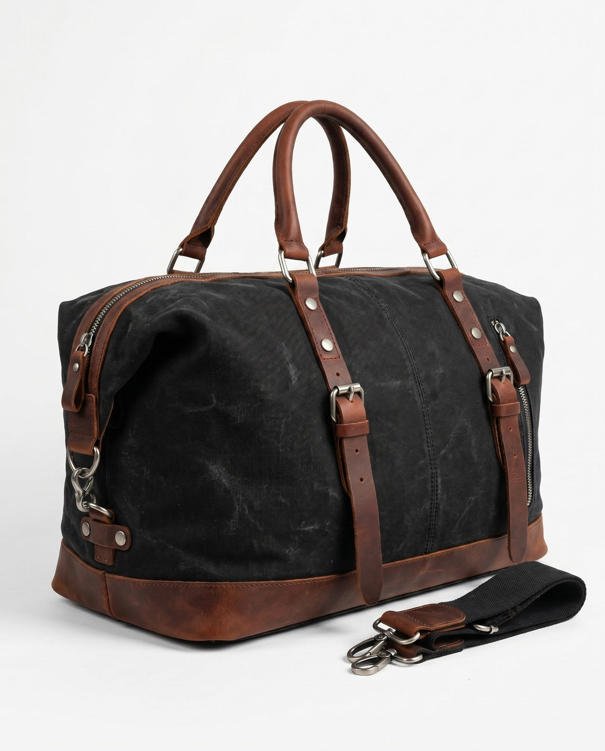 Black Waxed Canvas Weekender Duffle Bag – 36L - Beverfield