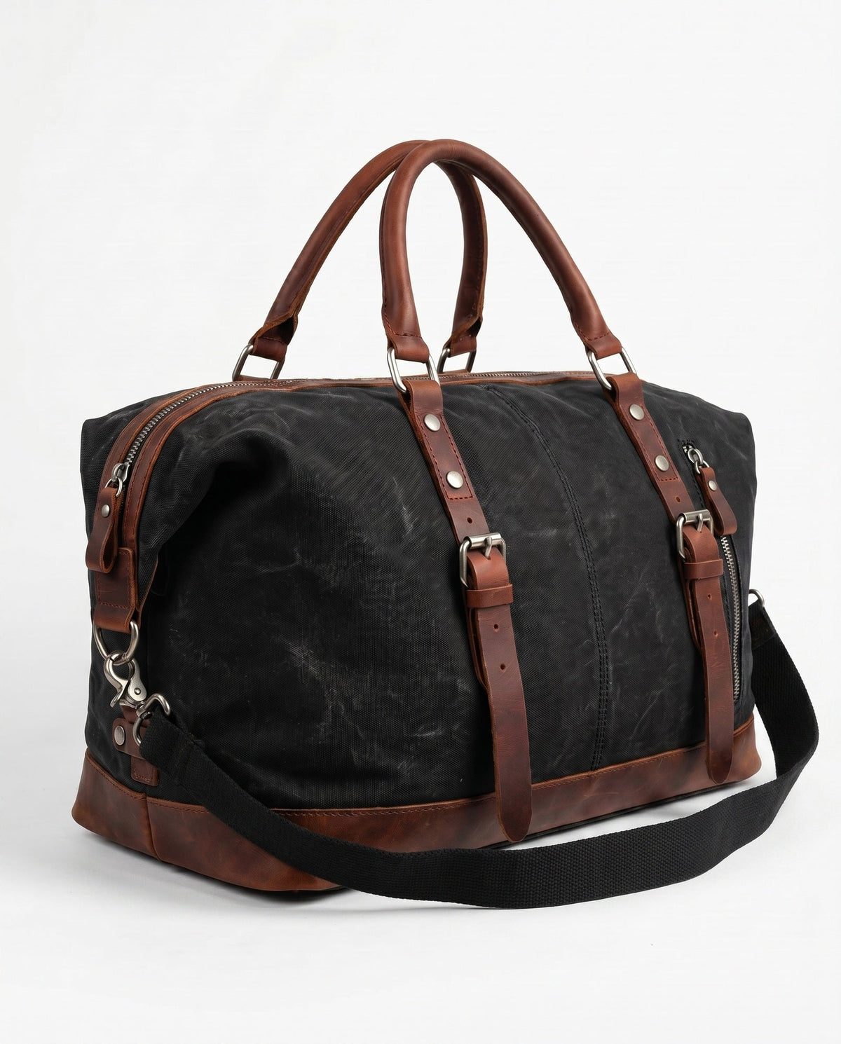 Black Waxed Canvas Weekender Duffle Bag – 36L - Beverfield
