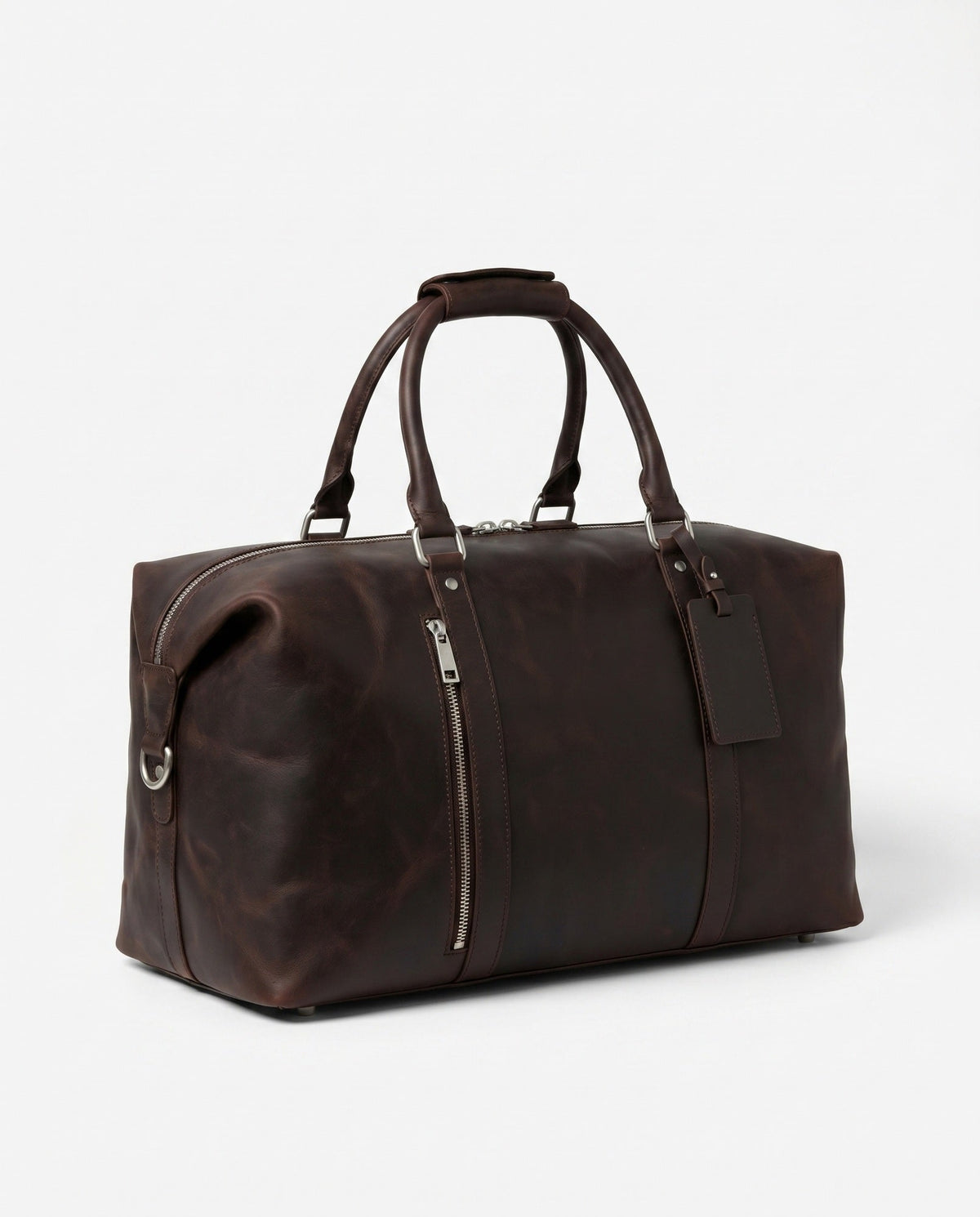 Dark Brown Full-Grain Leather Weekender Duffle Bag – 27L - Beverfield