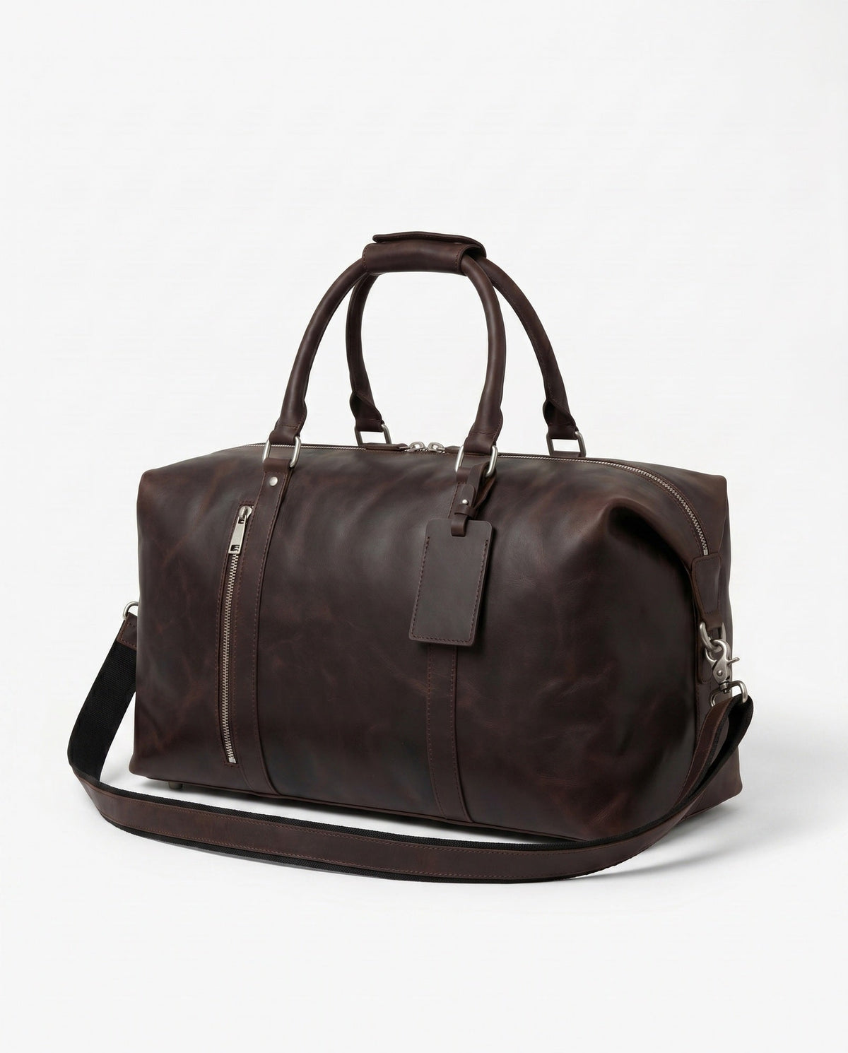 Dark Brown Full-Grain Leather Weekender Duffle Bag – 27L - Beverfield